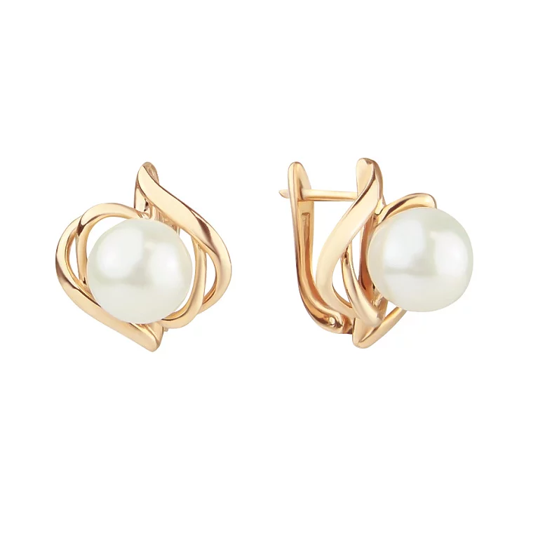 Золоті сережки з перлами. Артикул 2191690101: ціна, відгуки, фото – купити в інтернет-магазині AURUM