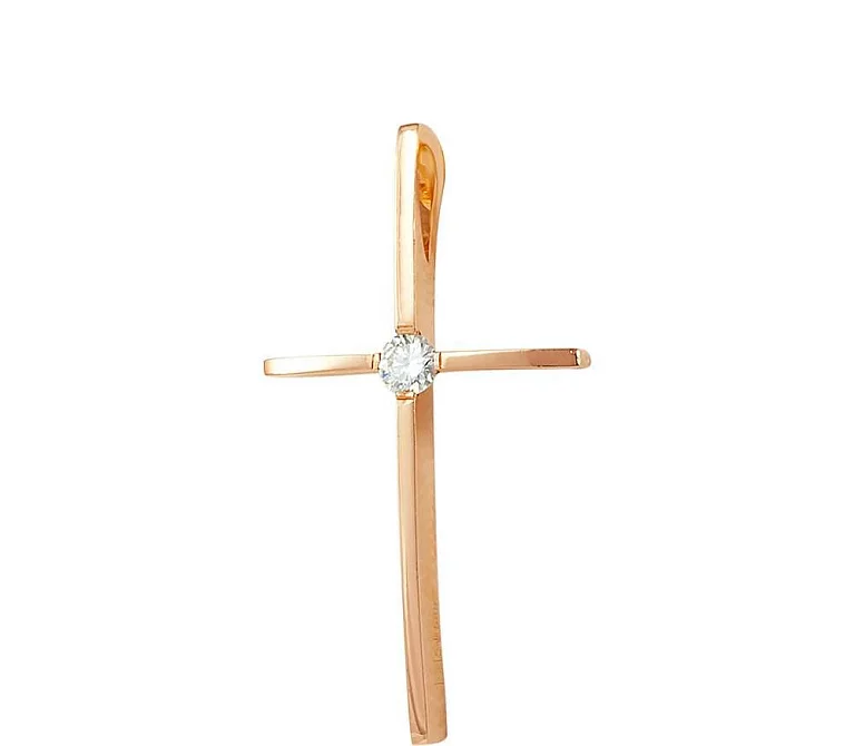 Крестик из красного золота с бриллиантом. Артикул Кр7158: цена, отзывы, фото – купить в интернет-магазине AURUM
