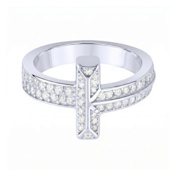 Серебряное кольцо с фианитами  - 2254692