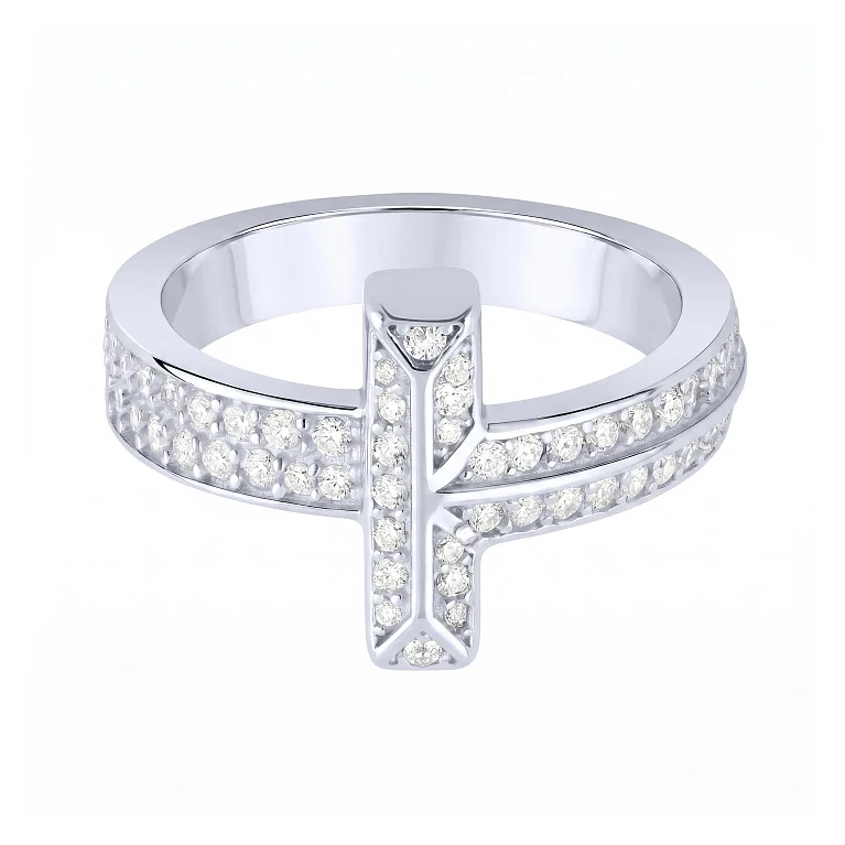 Серебряное кольцо с фианитами  - 2254692