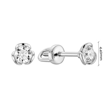 Серьги-гвоздики из белого золота с бриллиантом - 2279216