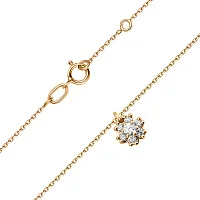 Цепочка с подвесом "Цветок" из красного золота с бриллиантами в якорном плетении - 2081585