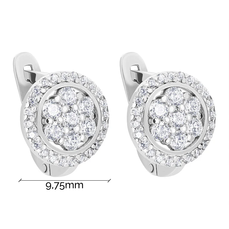 Серьги из серебра "Цветок" с фианитами - 1594185
