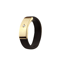 Каучуковий перстень із золотою вставкою та цирконієм. Артикул 900620: ціна, відгуки, фото – купити в інтернет-магазині AURUM