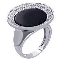Кольцо серебряное с ониксом и цирконием. Артикул 7501/CTR33248: цена, отзывы, фото – купить в интернет-магазине AURUM