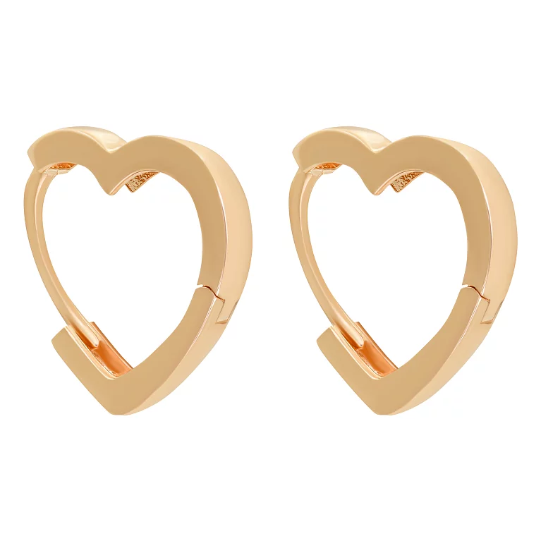 Сережки-кольца из красного золота "Сердечки". Артикул 2073031: цена, отзывы, фото – купить в интернет-магазине AURUM