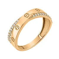 Кольцо "Love" с фианитами из красного золота - 2183022