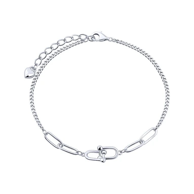 Срібний браслет "Ланки" у якірному та панцирному плетінні - 2149512