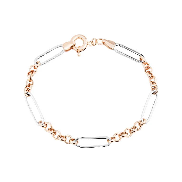 Браслет из комбинированого золота в плетении якорь и шопард - 2107963