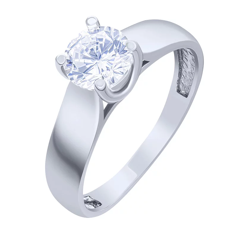 Помолвочное кольцо из белого золота с фианитом. Артикул 125641: цена, отзывы, фото – купить в интернет-магазине AURUM