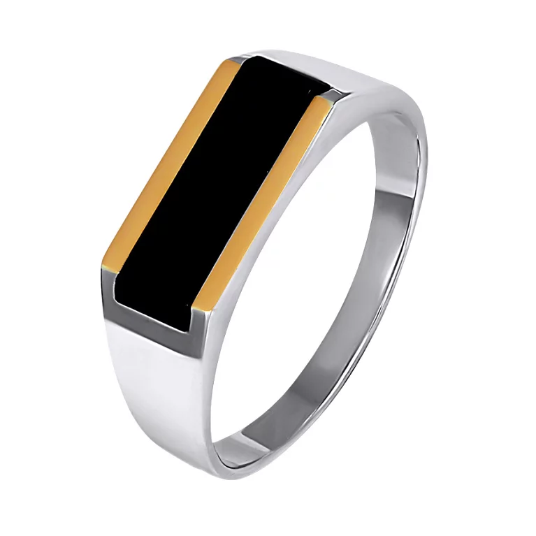 Перстень-печатка з оніксом зі срібла. Артикул 7206/572о: ціна, відгуки, фото – купити в інтернет-магазині AURUM