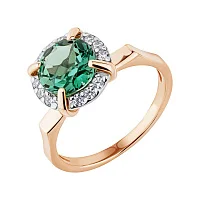 Кольцо в красном золоте с крарцем и фианитами - 2180082