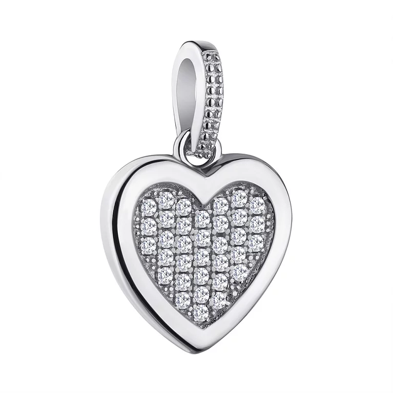 Срібний підвіс "Серце" з фіанітом. Артикул 7503/3594: ціна, відгуки, фото – купити в інтернет-магазині AURUM