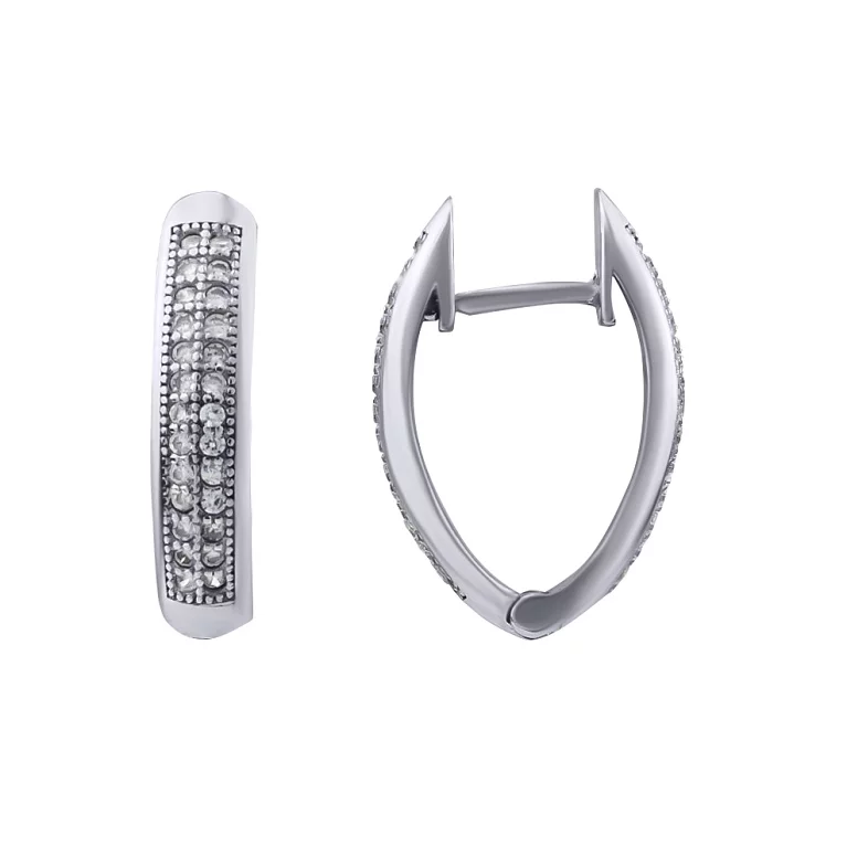 Срібні сережки з фіанітами. Артикул 420605: ціна, відгуки, фото – купити в інтернет-магазині AURUM