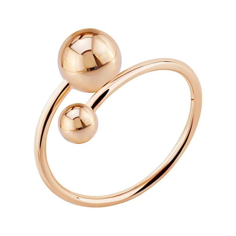 Незамкнута каблучка "Кульки" у червоному золоті - 1976729