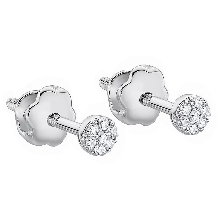 Сережки-гвоздики з білого золота з діамантами. Артикул С341319005б: ціна, відгуки, фото – купити в інтернет-магазині AURUM