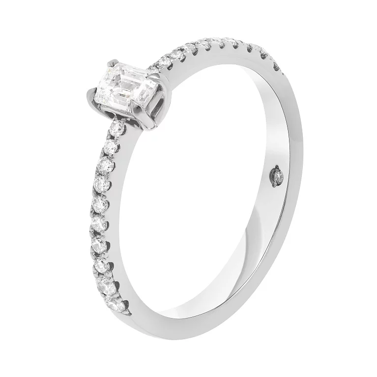 Каблучка для заручин з білого золота з діамантами. Артикул IND/4576б: ціна, відгуки, фото – купити в інтернет-магазині AURUM