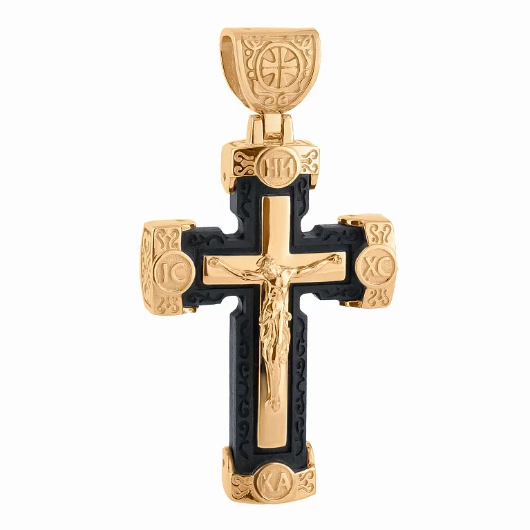 Крест из красного золота с эбеновым деревом. Артикул П650080,1: цена, отзывы, фото – купить в интернет-магазине AURUM