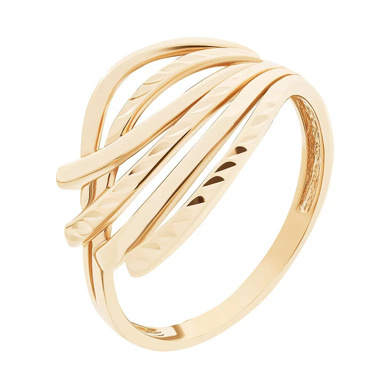 Кольцо "Плетение" из красного золота с алмазной гранью. Артикул 15007700: цена, отзывы, фото – купить в интернет-магазине AURUM