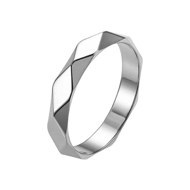 Обручальное кольцо американка из белого золота с гранями. Артикул ОК334Б: цена, отзывы, фото – купить в интернет-магазине AURUM