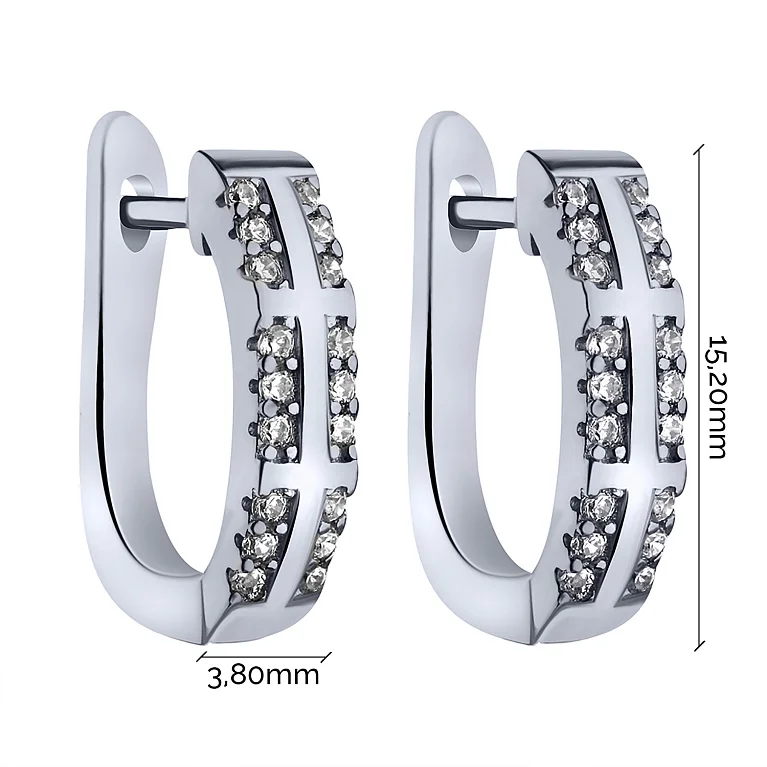 Серьги из серебра с фианитами - 1786564