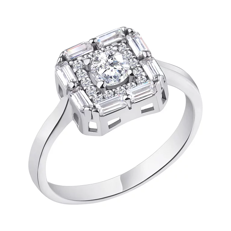 Серебряное кольцо "Квадрат" с фианитом. Артикул 7501/5873: цена, отзывы, фото – купить в интернет-магазине AURUM