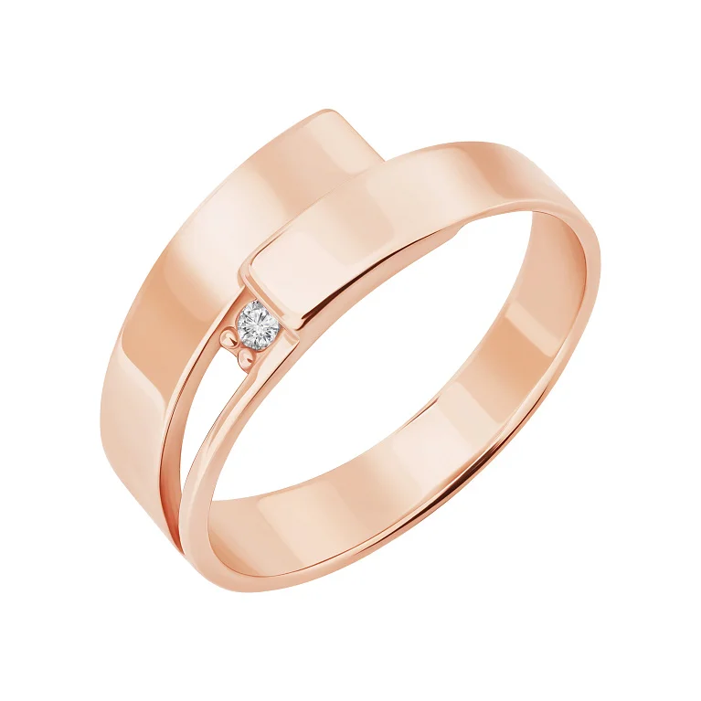 Каблучка із червоного золота з фіанітом  - 2092431