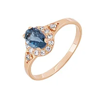 Кольцо в красном золоте с топазом лондом и фианитами - 2036933