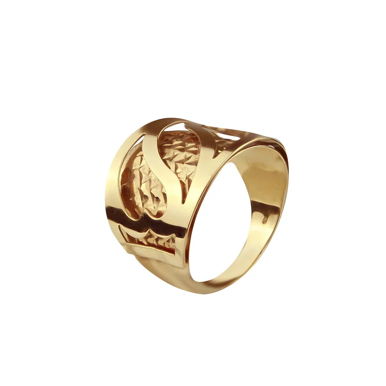 Золотое кольцо c узором капли. Артикул 390178: цена, отзывы, фото – купить в интернет-магазине AURUM