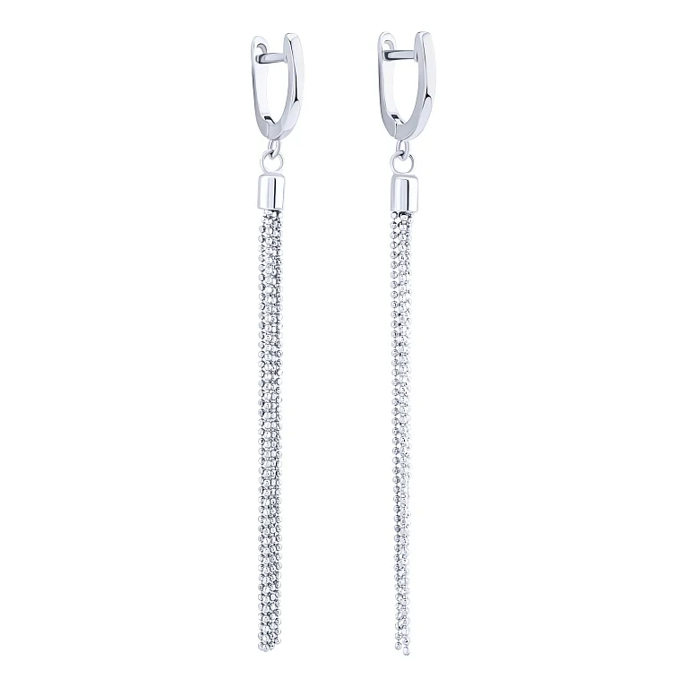 Срібні сережки з підвісними ланцюжками - 2103765