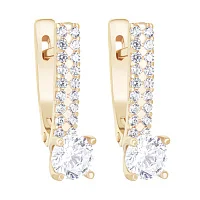 Серьги в красном золоте с фианитами - 1616535