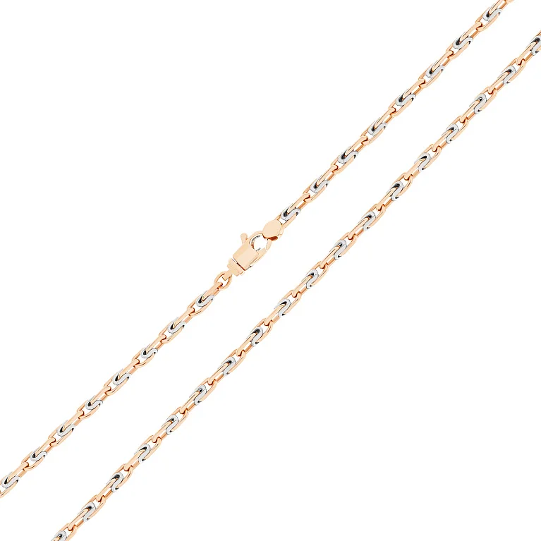 Цепочка в красном и белом золоте плетение Барака - 2128351