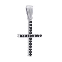 Срібний двосторонній декоративний хрестик з фіанітами - 1684797