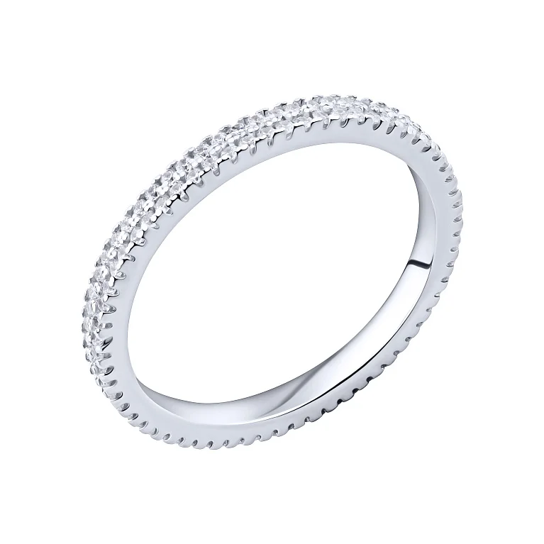 Серебряное кольцо с дорожкой фианитов - 2149194