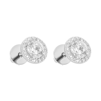 Серьги-гвоздики в белом золоте с фианитами - 1591593