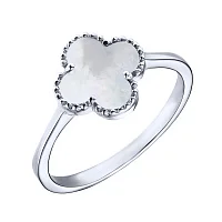 Каблучка зі срібла "Конюшина" з перламутром - 2166153