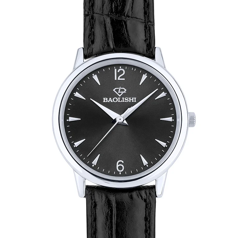 Срібний годинник зі шкіряним ремінцем - 2199786