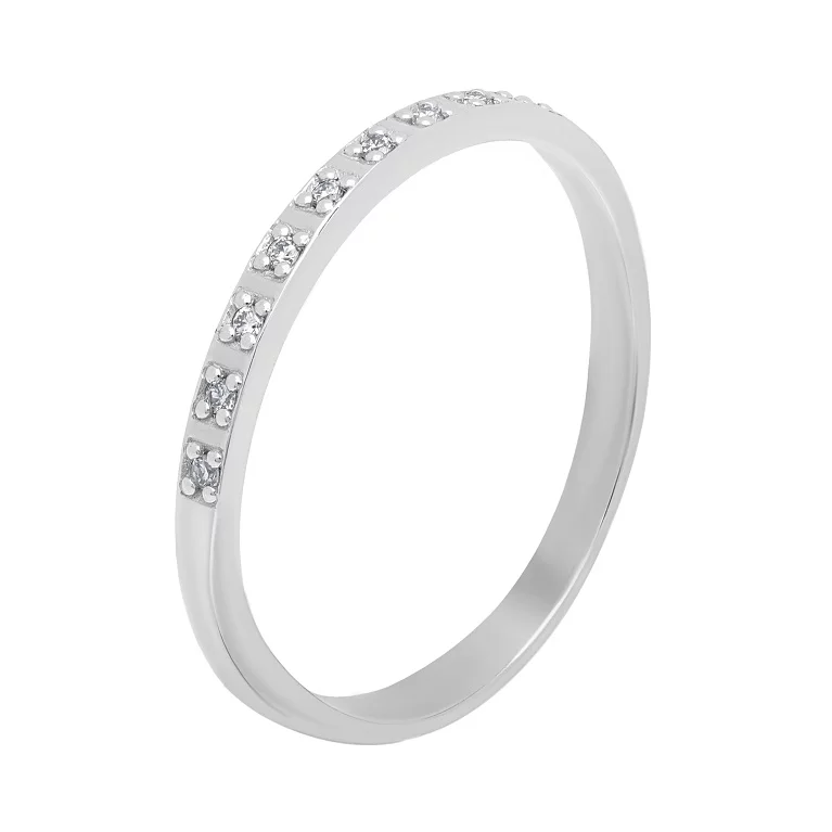 Тонкое кольцо с дорожкой бриллиантов из белого золота. Артикул 1109887202: цена, отзывы, фото – купить в интернет-магазине AURUM