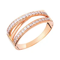 Кольцо с фианитами из красного золота - 969197