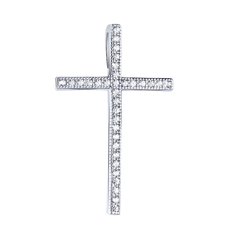 Срібний декоративний хрестик з доріжкою фіаніту. Артикул 7503/2176: ціна, відгуки, фото – купити в інтернет-магазині AURUM