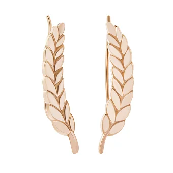 Сережки-клаймберы из красного золота "Колоски" - 1500054