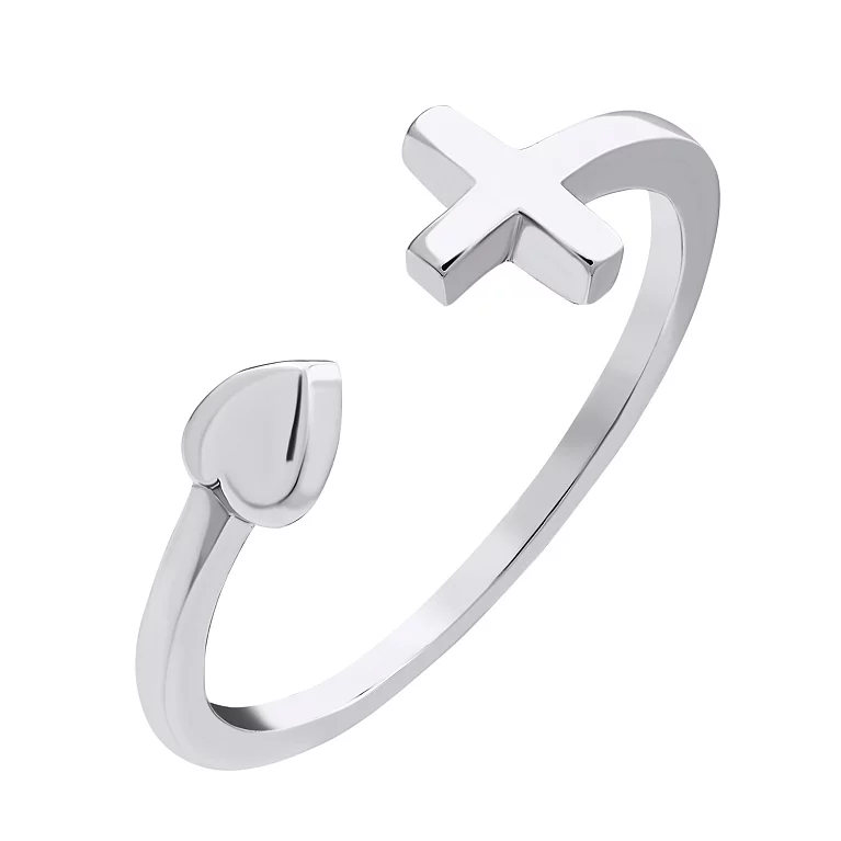 Кольцо с крестиком из серебра. Артикул 7501/К2/1107: цена, отзывы, фото – купить в интернет-магазине AURUM