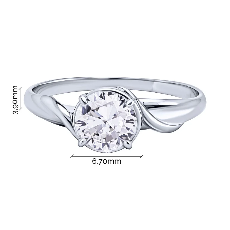 Серебряное кольцо с фианитом  - 2088671