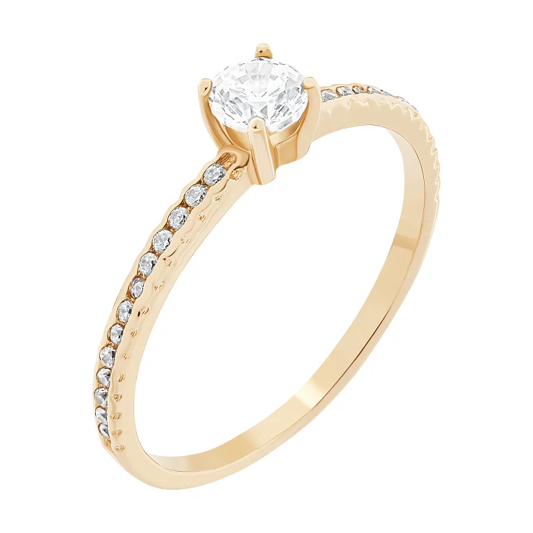 Кольцо из красного золота для помолвки с фианитами. Артикул 1191563101: цена, отзывы, фото – купить в интернет-магазине AURUM