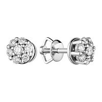 Сережки из белого золота с бриллиантом - 776092