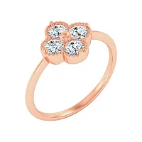 Кольцо "Клевер" из красного золота с фианитами - 2118600