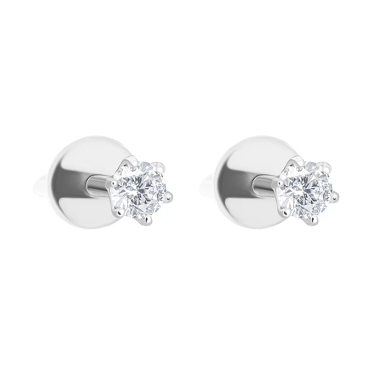 Сережки-гвоздики в білому золоті з діамантом. Артикул 2109766202: ціна, відгуки, фото – купити в інтернет-магазині AURUM