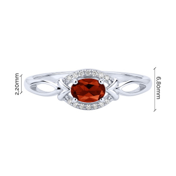 Серебряное кольцо "Овал" с гранатом и фианитами - 2299251