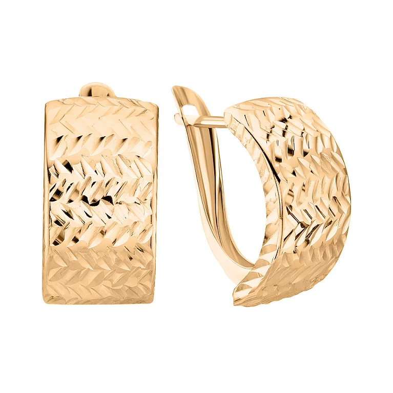 Золоті сережки з алмазною гранню. Артикул 120409: ціна, відгуки, фото – купити в інтернет-магазині AURUM