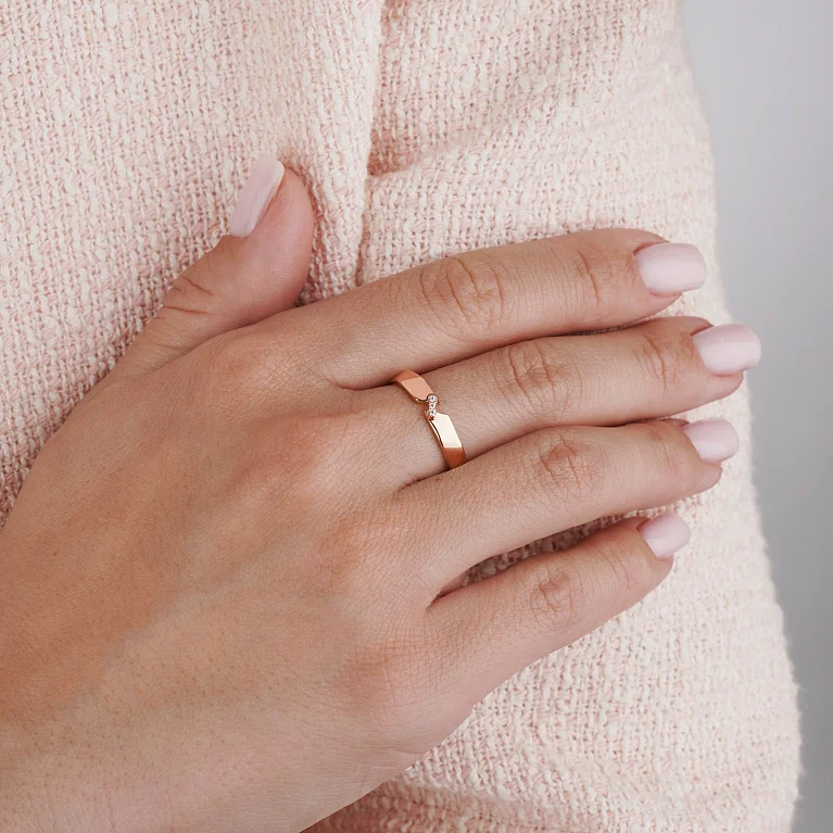 Каблучка у червоному золоті з фіанітами - 2217864